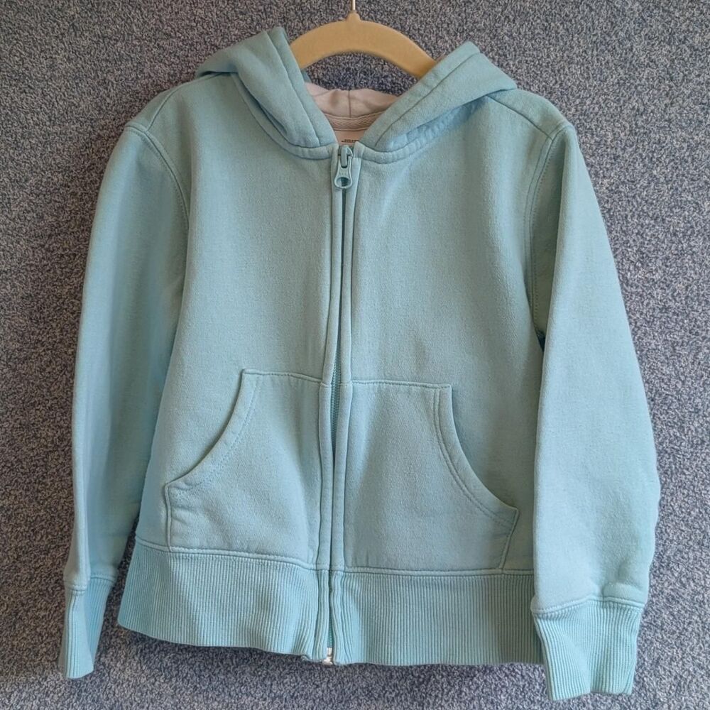 Amazon Essentials Girls Size XS 4T - 5T Aqua Blue Hooded Fleece Zip Up Jacket